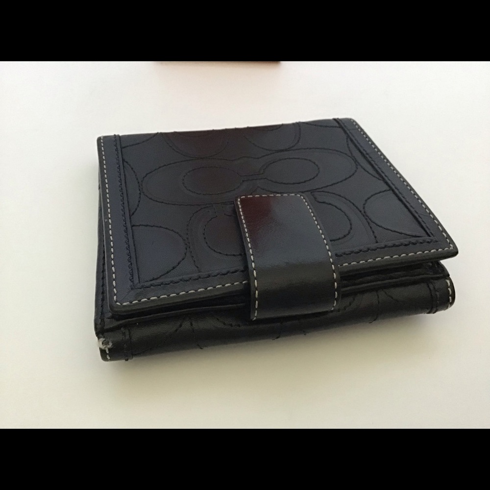 Coach Signature Embossed Black Leather Wallet
